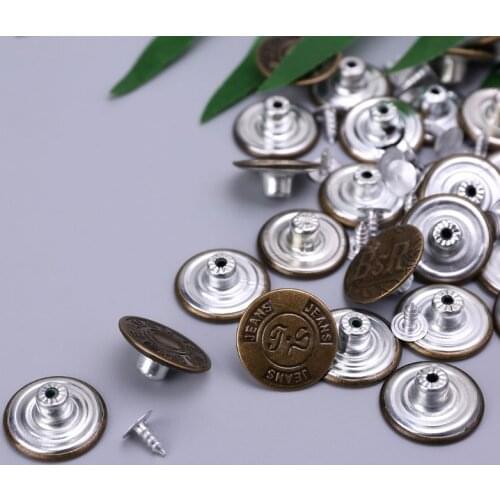 50pcs Mixed Style Metal No Sew Replacement Repair Jean Pants Buttons 20mm DIY Craft Accessories