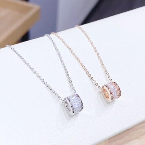 BOTU Luxury Zircon Round Shape Pendants Necklace for Women Golden Simplicity Pendant Exquisite Femme Drop Shipping Bijoux