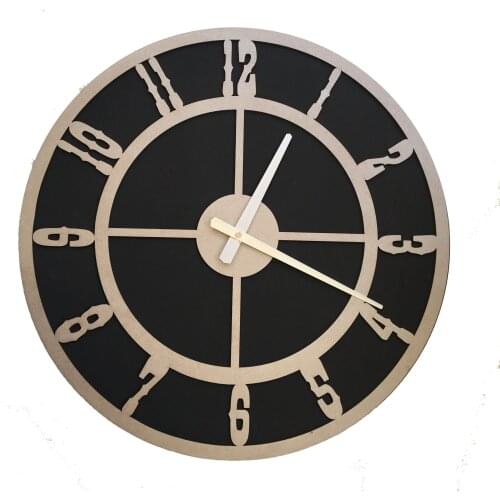 North Designed Nero Silver Circle Decorative Wall Clock 48 Cm