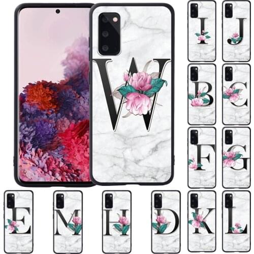 Silicone Phone Case on For Samsung Galaxy S8/S9/S10/S20/S10/S10 PLUS/S20/S20 PLUS Luxury White Marble Letters Pattern Cover Case