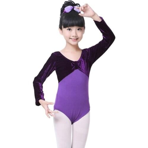 Dance Bodysuit Childrens Ballet Costumes Kids Long Sleeve Patchwork Gymnastics Leotard For Girls Dancewear