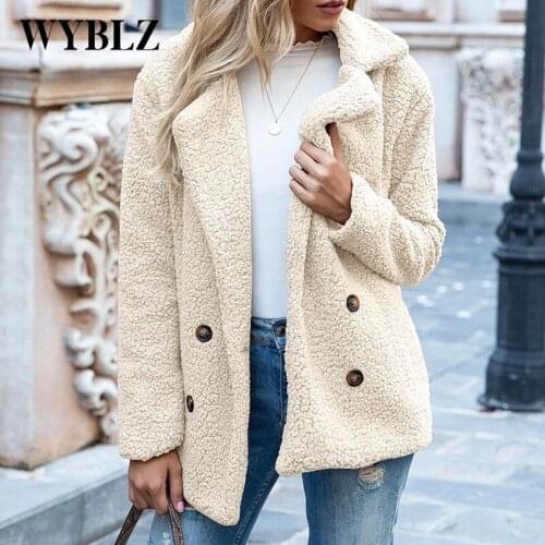 WYBLZ Warm Plush Windbreakers Blouson Women Autumn Winter Oversized Cardigan Midi Trench Coats Qualities Lady Solid Tops 2021