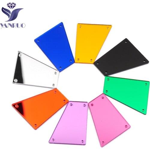 YANRUO Trapezoid Sewn Mirror Strass Sewing Crystals Flat Back 30Pcs Acrylic Rhinestones For Dress Making DIY Crafts