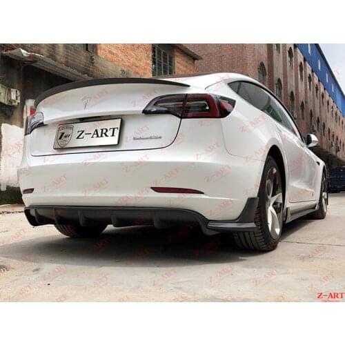 Z-ART carbon fiber rear diffuser for Tesla model 3 carbon fiber rear lip for Tesla Model 3 carbon fiber rear chin