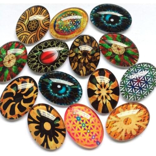 ZEROUP 30x40mm Handmade Photo Glass Cabochons Mixed Pattern Domed Oval Jewelry Accessories Supplies for Jewelry 10pcs/lot TP-306