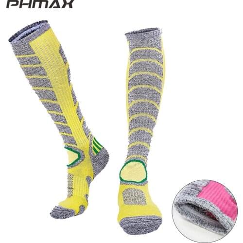 PHMAX Women Ski Socks Winter Thermal Fleece Thicken Cotton Sports Running Socks Breathable Outdoor Snowboard Skiing Leg Socks