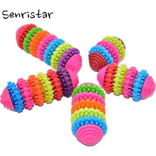 Pet Chew Toy For Dogs Puppy Dental Teeth Gums Bite-Resistant Cachorro Colorful Natural Rubber Tooth Cleaning Interactive Toys