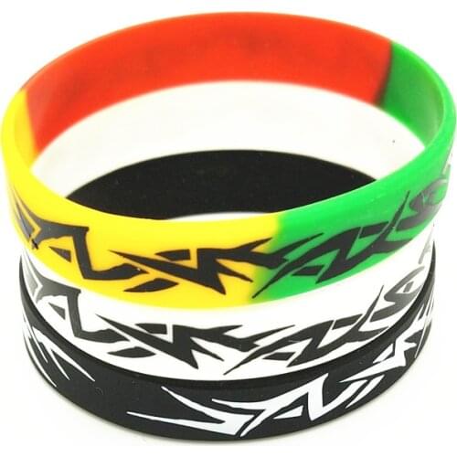 1PC Fashion Ghana Silicone Bracelet&Bangles Black White Color Silk screen Silicone Wristband for Adults jewelry Gifts SH273