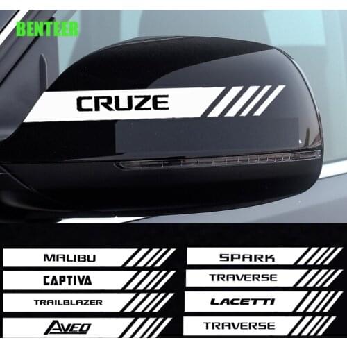 2pcs Car Rearview Mirror Sticker For Chevrolet Aveo Captiva Cruze Lacetti Malibu Spark TRAILBLAZER Traverse