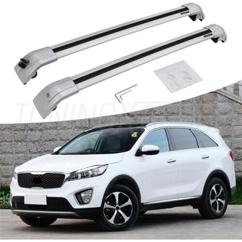 2 Pieces Silver Cross Bar Crossbar Roof Rail Rack fit for Kia Sorento 2015 2016 Lockabe