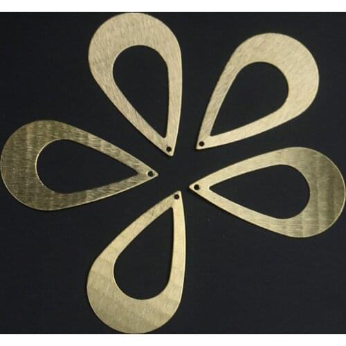 25*42mm Single hole double-sided brushed hollow water drop pendant brass natural color DIY bracelet earring accessories