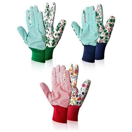 3 Pairs of Gardening Gloves Gloves for Gardening and Work Gardening Grip Gloves Flower Green / Pink