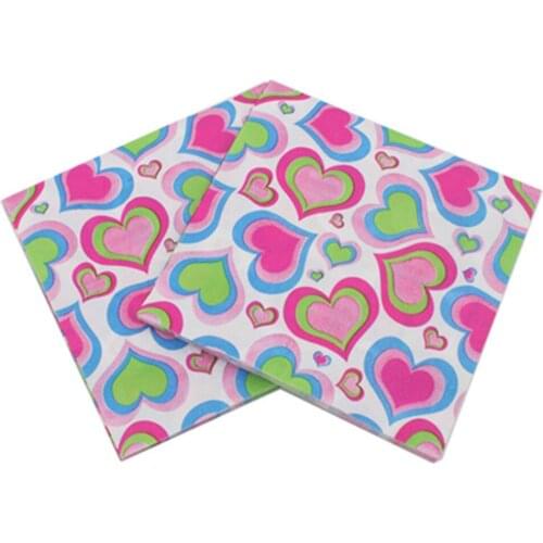 33*33cm 20pcs/lot Wedding Color Printed Paper Napkin Bird Love Printed Wedding Party Decoration Tissue Paper Towel