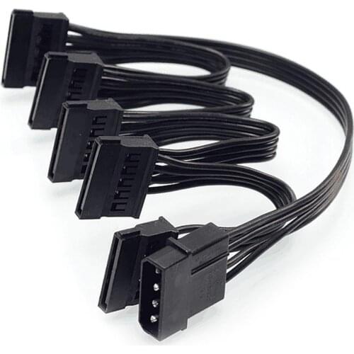 4pin IDE 1 to 5 SATA 4Pin Hard Drive Power Supply Splitter Cable for DIY PC Sever 4-pin to 15-pin Power