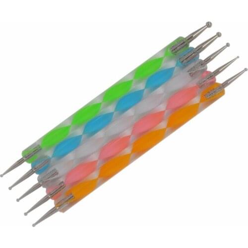 5pcs/Set 2 Way Dotting Marbleizing Painting Pen Tool Nail Art Dot Dotting Tool Nail Care + Free Shipping