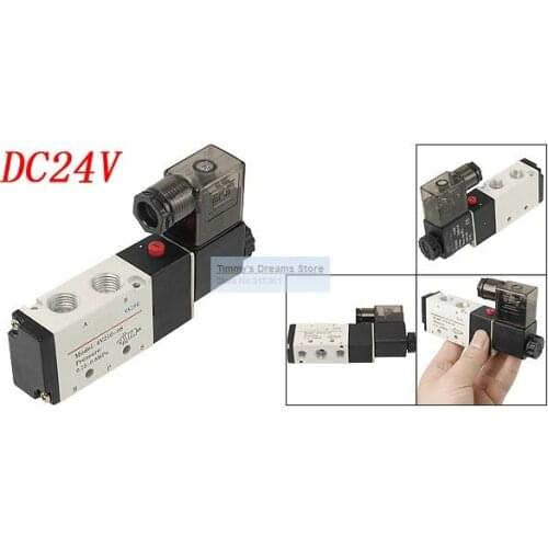 Free Shipping 1/4'' 4V210-08 5 Ways 2 Position Single Solenoid Valve DC 24V