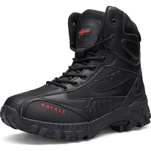 Outdoor Men Tactical boots Special forces combat training shoes Non-slip lace-up High Top sneakers camping climbing Hiking shoes