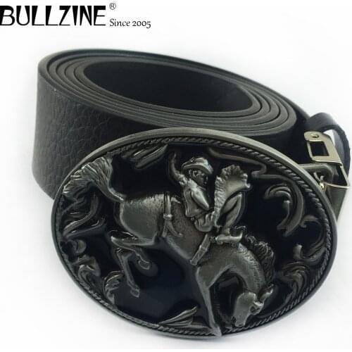 Bullzine zinc alloy western horse driver belt buckle Free PU belt Luxurious jeans gift belt buckle FP-03381 drop shipping