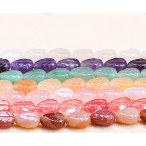 Natural Stones Loose Seed Beads High Quality 10x14mm DIY Leaves Shape Necklace Bracelet Jewelry Making Accessories 15Pcs wk241
