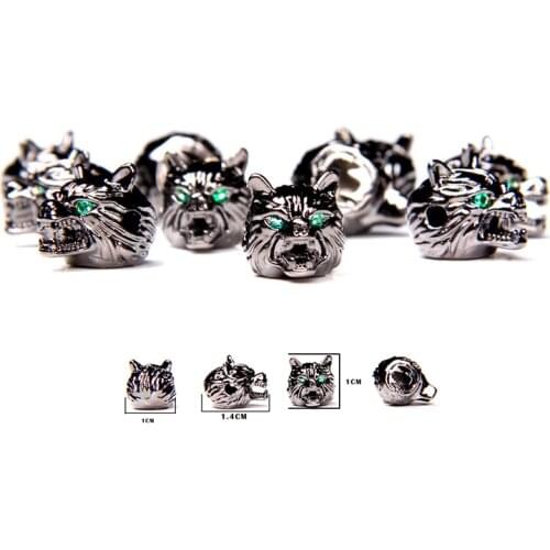 3D High quality Gun Black Wolf Alsatian dog head beads metal loose spacer beads charm for jewelry making bracelet handmade diy