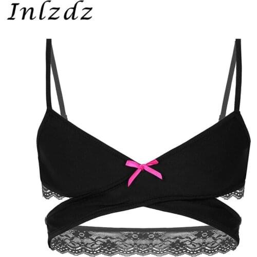 Mens Lingerie Sexy Sissy Bras Underwear Open Cup Erotic Sex Costume Cross Over Back Wire-free Bralette No Padded Sissy Bra Tops