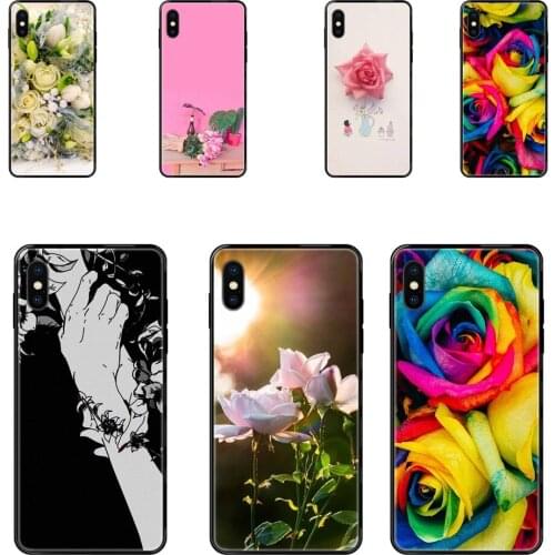 Elegant Beautiful Flowers Yeni Black Soft TPU Cell Cover Case For Huawei Honor Play V10 View Mate 10 20 20X 30 Lite Pro Y3 Y5