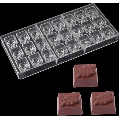 DIY 3D Leaves shape Polycarbonate Chocolate bar Mold Food Grade Candy bakeware PC Chocolate Mould jelly Tray baking Pastry Tool