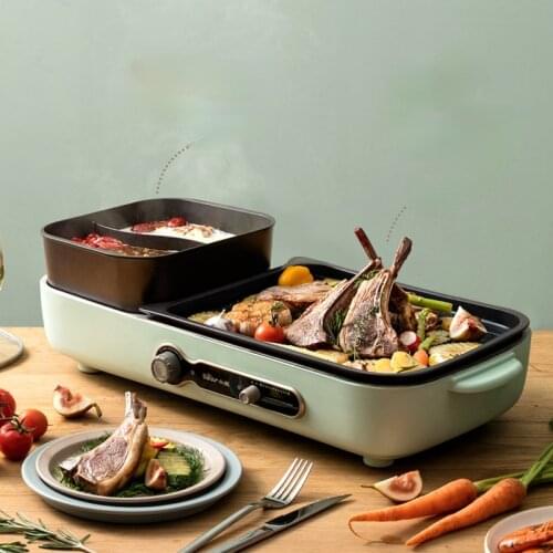 Home Electric Barbecue Grill Barbecue Hot Pot 220V Multi-function Electric Grill Korean Non-stick Barbecue Machine BearDKL-C16C1