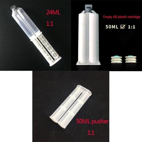 Two-component empty epoxy resin 1:1 AB 50ml cartridge+pusher+24ML plastic tube