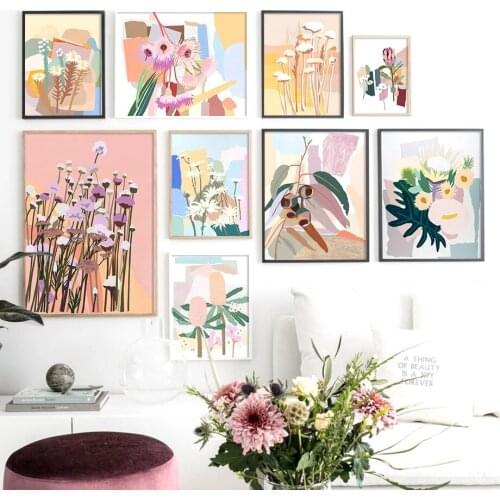 Nordic Style Elegant Flower Poster Art Print Minimalist Plant Picture Canvas Painting Wallpaper for Living Room Decoration