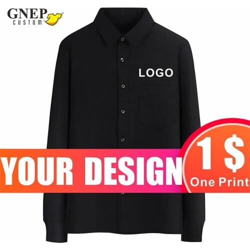 GNEP Winter Mens And Womens Business Long-Sleeved Shirts Custom Casual Slim Work Clothes Embroidered Solid Color Lapel Top
