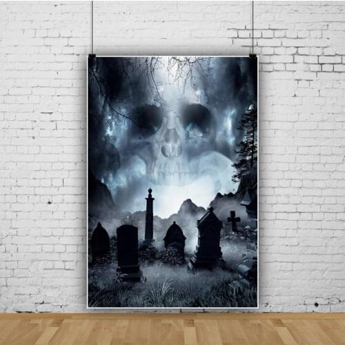 Halloween Backgrounds For Photography Dark Night Skull Tomb Festivals Tree Party Banner Photo Backdrop Photocall Photo Studio
