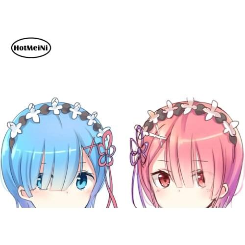 HotMeiNi 13cm x 5.8cm for Anime Twins with Blue Rem Ram Vinyl Car Stickers Personality Air Conditioner RV Waterproof Decal