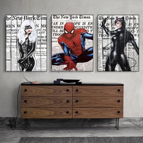 Disney Classic Canvas Painting Marvel Avengers Moive Superhero Spiderman Poster Print Wall Art Picture for Livingroom Home Decor