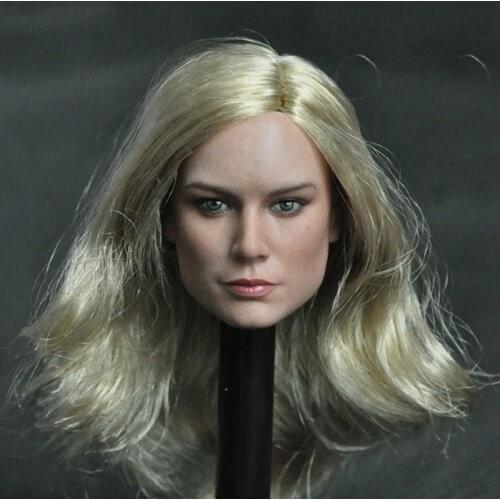 Collection 1/6 Female Action Figure Doll Head Brie Larson Female Head Sculpt with Long Golen Hair for 12inches Body Toy