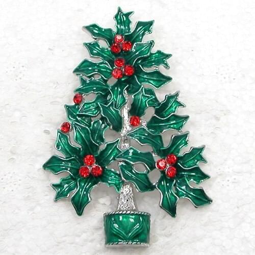 Red Rhinestone Christmas tree brooch Christmas gift Pin brooches C667 C