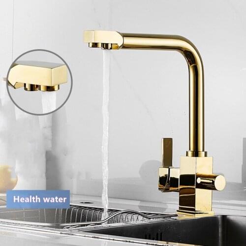 Kitchen Faucet Brass Chrome/Black/Nickel/Gold Double Use Hot/Cold 360 Rotation Sink Mixer With Direct Drinking Taps Deck Mounted