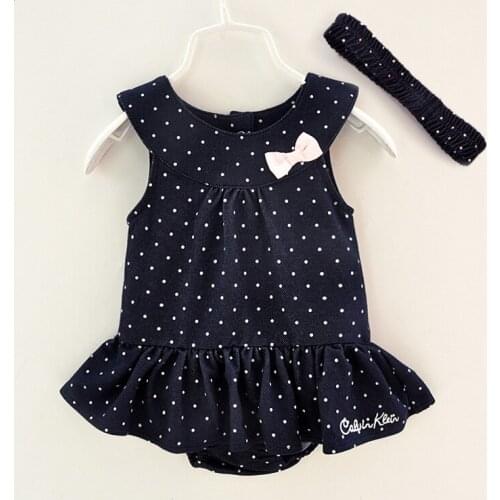 DOLLMAI reborn baby dolls clothes pretty jeans white dots cute dress with simple headband for 50-57cm dolls accessories