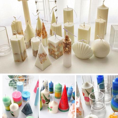 Candle Mold DIY Silicone Mold Columnar Acrylic 3D Soap Cake Mold Aromatherapy Cylinder Rib Shell Candle Mold for Candle Making