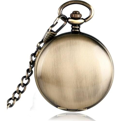 Mechanical Automatic Copper Smooth Pocket Watch Luminous Design Steampunk Fob Clock With Chain Relogio De Bolso