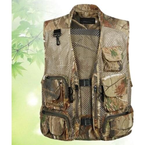 2020 Men Camo Mesh Multi Pockets Camo Fish Hunt Vest Shooting Waistcoat Esporte Sleeveless Jacket Mesh Camouflage Vest