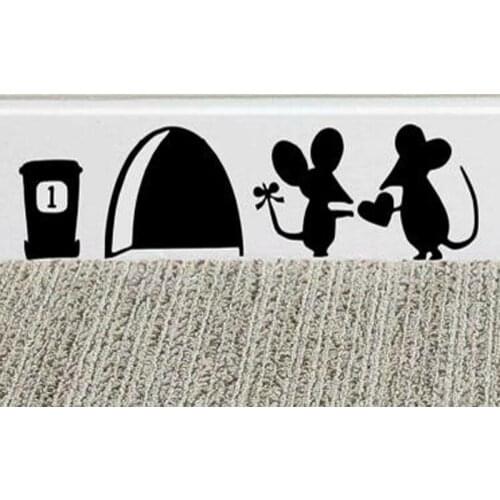 Mouse Love Heart Skirting Board Wall Art Funny Sticker Vinyl Decal Mice Home Sticker Various Colours&Size