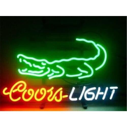 NEON SIGN For coors light crocodile SIGN Signboard REAL GLASS BEER BAR PUB display Restaurant christmas Light Signs 17*14"