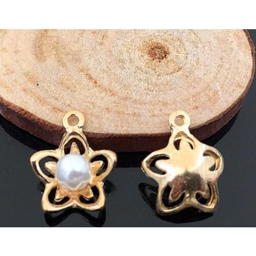 2016New 50Pcs Hollow Star Buttons/Middle Pearl Pendant for DIY Hair accessories HZ47