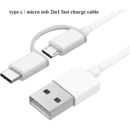 Original Xiaomi 2 in 1 Quick Charge Cable Type C Micro usb Cable Sync Data Line 100cm For Mi 9 6 6x 8 lite A3 CC9 Redmi note 8