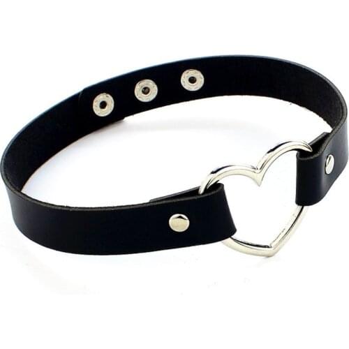 40cm Collar Punk Round Gothic Goth Choker Harajuku Summer Cool PU Leather Neck Buckle Rivet Belts Heart Garters For Women