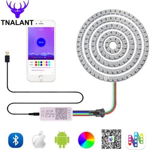 WS2812B Led Pixel Ring Individul AddressabIe Ring 5050 RGB WS2812 IC BuiIt-in Led ModuIe With USB/DC Wire And SP110E Controller