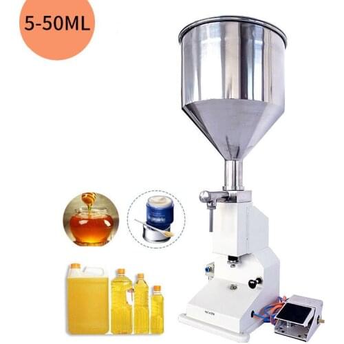 Quantitative 5~50ml 10LPneumatic Vertical Small Filling Machine For Cosmetic Shampoo, Drinking Water Bee, With Pedal