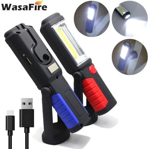 Portable Spotlight Flashlight COB LED Worklight USB Rechargeable Magnetic Hook Torch Outdoor Lighting Car Inspection Lamp