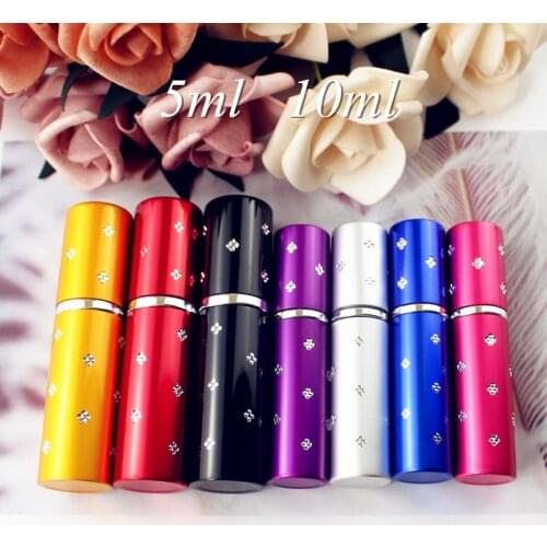 1PC 5ml 10ml Mini Portable Perfume Bottle Travel Refillable Empty Perfume Atomizer Metal Spray Scent Pump Case
